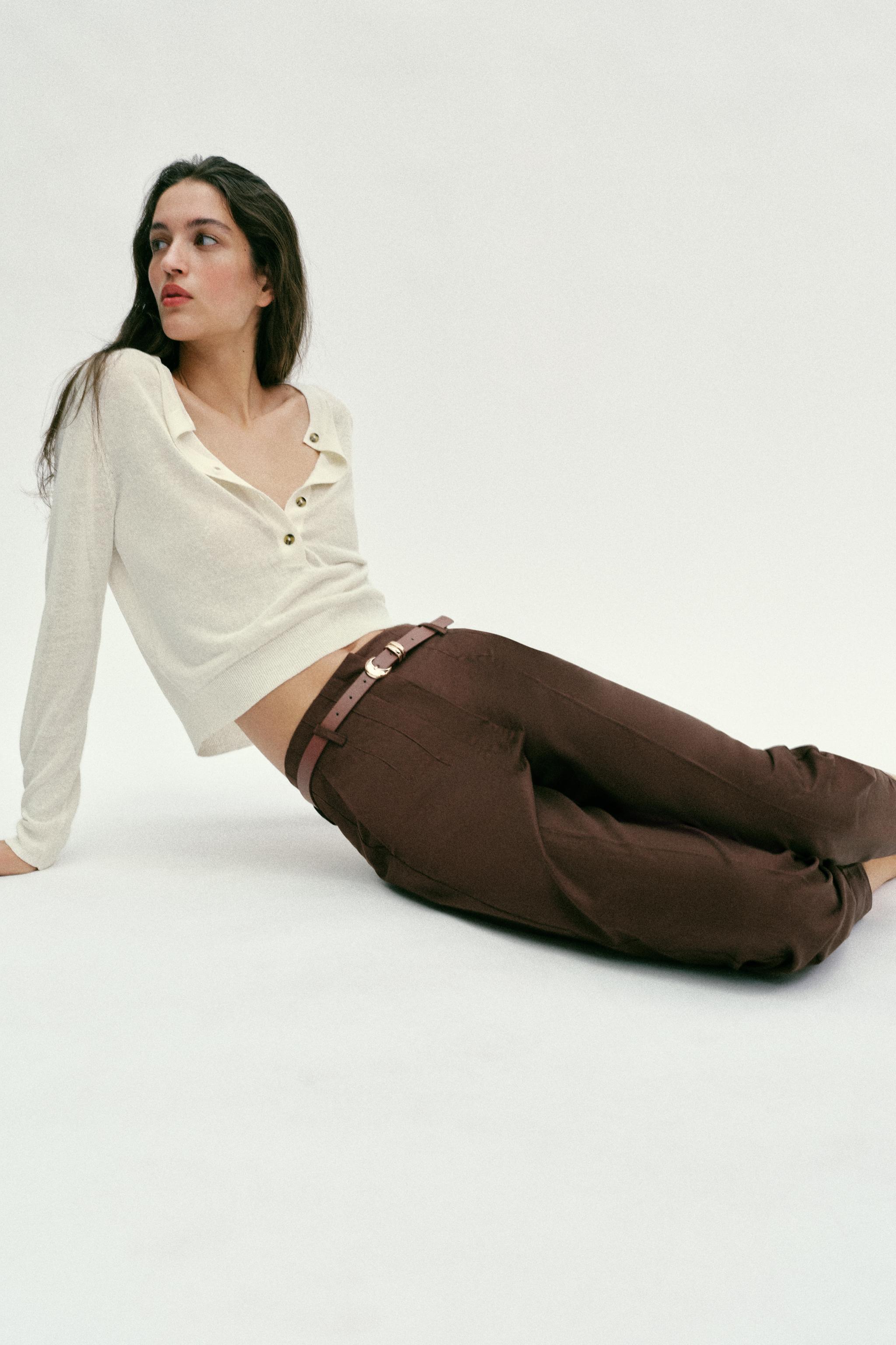HIGH-WAISTED BELTED PANTS